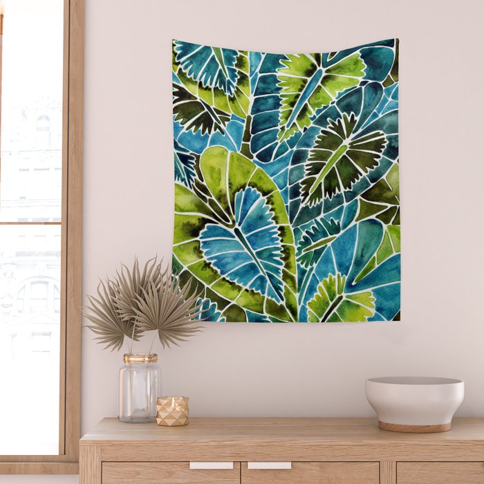 Schismatoglottis Calyptrata - Teal Palette Wall Tapestry Gallery Image 2