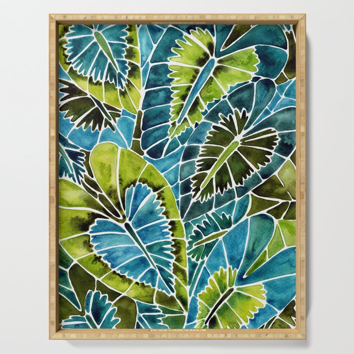 Schismatoglottis Calyptrata - Teal Palette Serving Tray Gallery Image 1