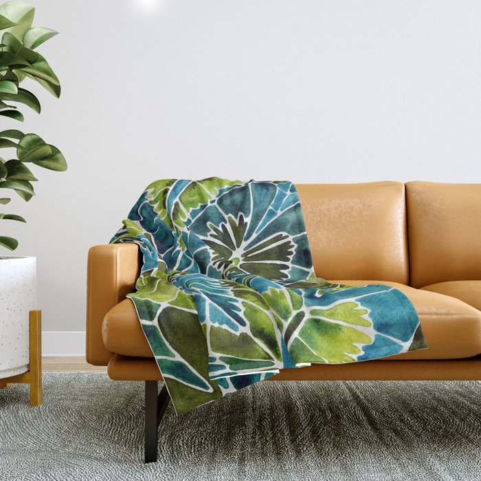 Schismatoglottis Calyptrata - Teal Palette Throw Blanket Gallery Image 1