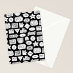 Funny black and white cartoon sticker quote pattern Stationery Card Gallery Image 2