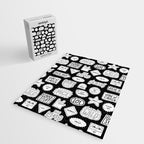 Funny black and white cartoon sticker quote pattern Jigsaw Puzzle Gallery Image 2