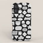 Funny black and white cartoon sticker quote pattern iPhone Case Gallery Image 1
