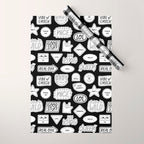 Funny black and white cartoon sticker quote pattern Wrapping Paper Gallery Image 1