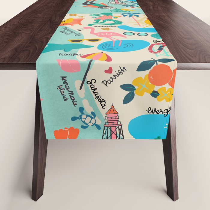 Florida State Beach Map Table Runner Gallery Image 1