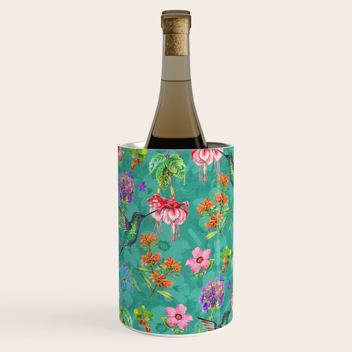 Floral Hummingbirds - BBG Wine Chiller Gallery Image 1