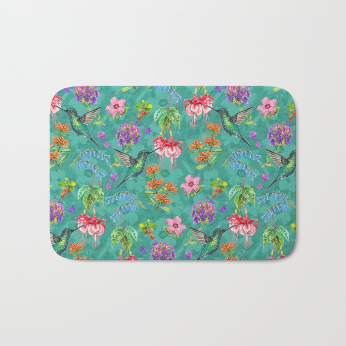 Floral Hummingbirds - BBG Bath Mat Gallery Image 1