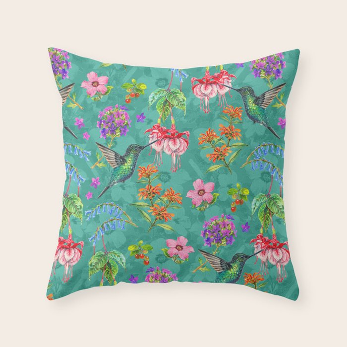 Floral Hummingbirds - BBG Throw Pillow Gallery Image 6