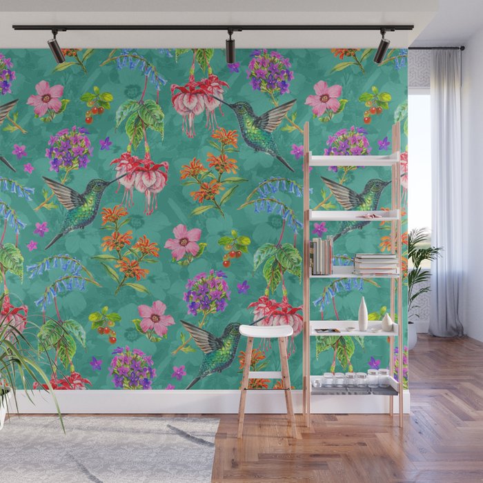Floral Hummingbirds - BBG Wall Mural Gallery Image 1