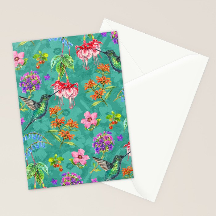 Floral Hummingbirds - BBG Stationery Card Gallery Image 2