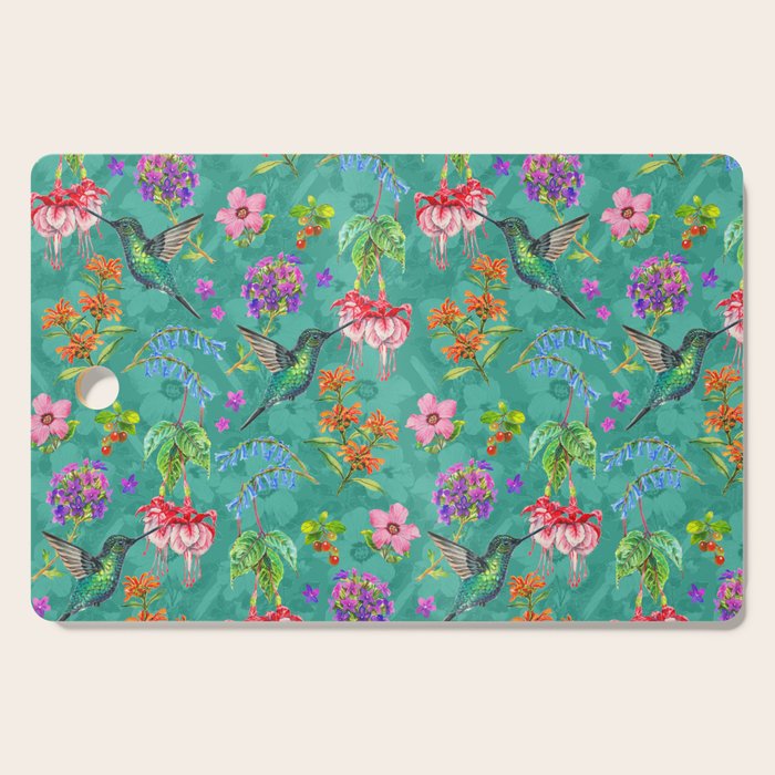 Floral Hummingbirds - BBG Cutting Board Gallery Image 1
