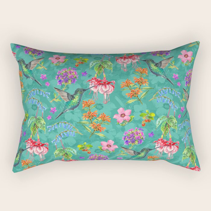 Floral Hummingbirds - BBG Rectangular Pillow Gallery Image 2