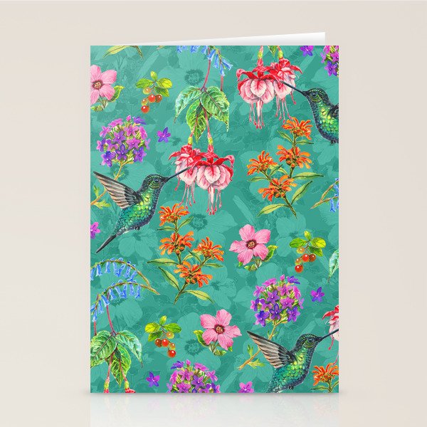 Floral Hummingbirds - BBG Stationery Card Gallery Image 1