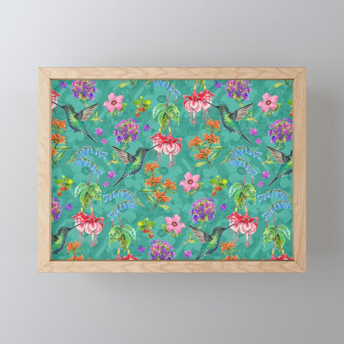 Floral Hummingbirds - BBG Mini Art Print Gallery Image 1