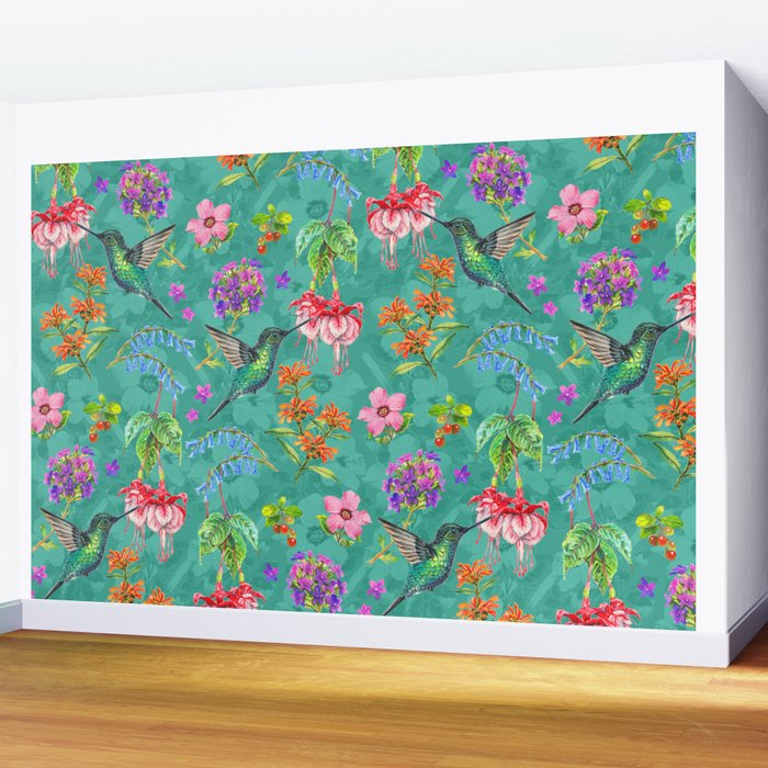 Floral Hummingbirds - BBG Wall Mural Gallery Image 2