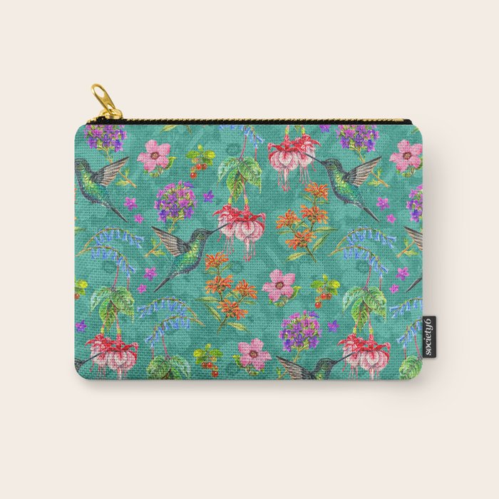 Floral Hummingbirds - BBG Carry All Pouch Gallery Image 1