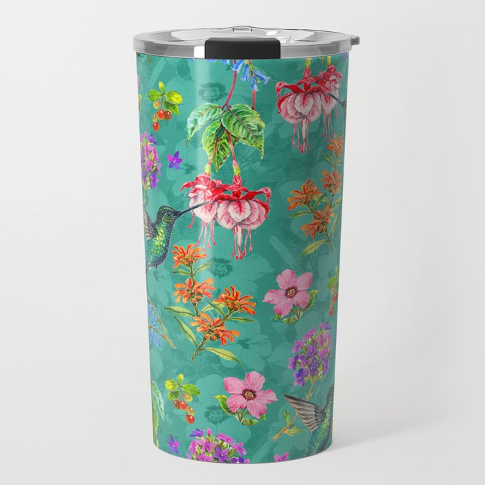 Floral Hummingbirds - BBG Travel Mug Gallery Image 1