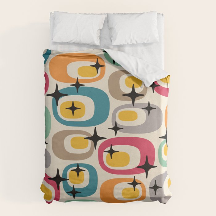 Retro Mid Century Modern Atomic Pattern 533 Googie Duvet Cover Gallery Image 6