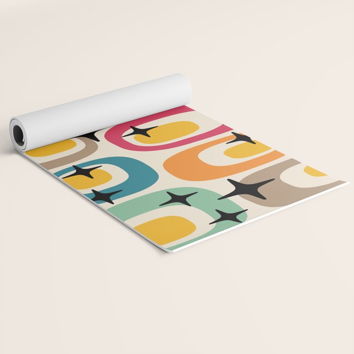 Retro Mid Century Modern Atomic Pattern 533 Googie Yoga Mat Gallery Image 2