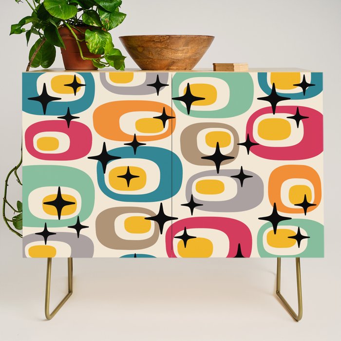 Retro Mid Century Modern Atomic Pattern 533 Googie Credenza Gallery Image 1