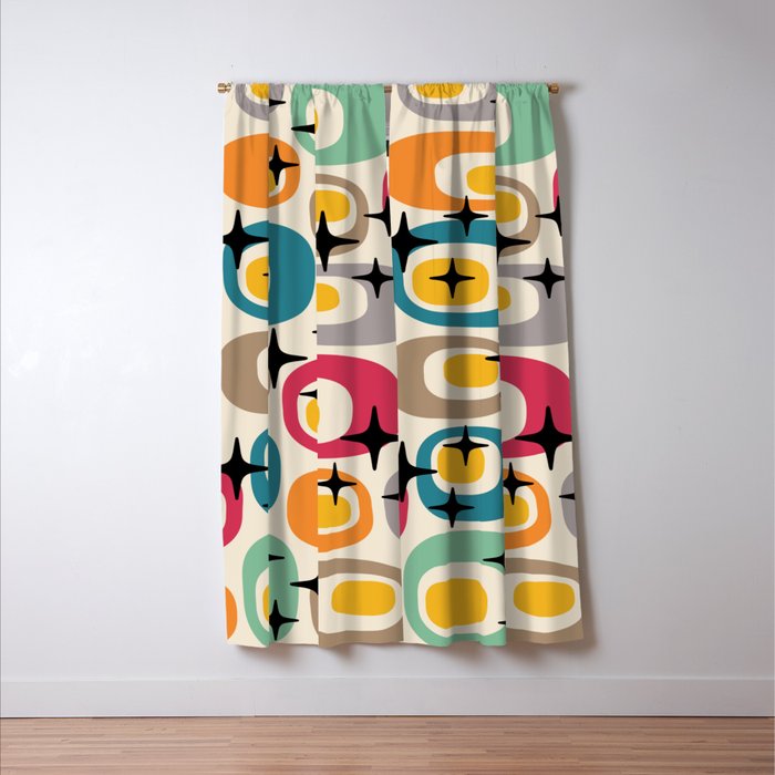 Retro Mid Century Modern Atomic Pattern 533 Googie Window Curtain Gallery Image 3