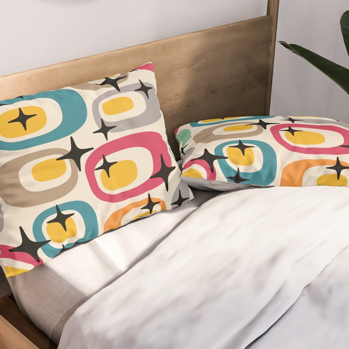 Retro Mid Century Modern Atomic Pattern 533 Googie Pillow Sham Gallery Image 2