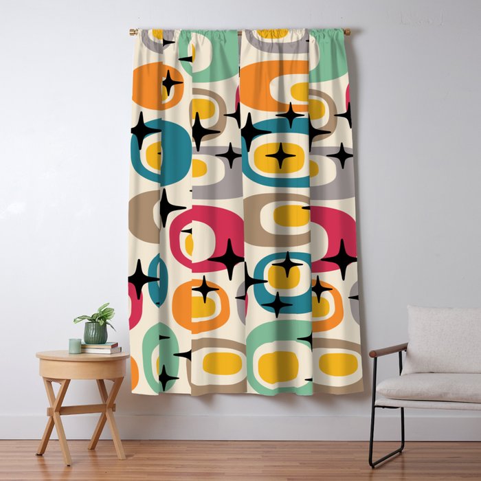 Retro Mid Century Modern Atomic Pattern 533 Googie Window Curtain Gallery Image 1
