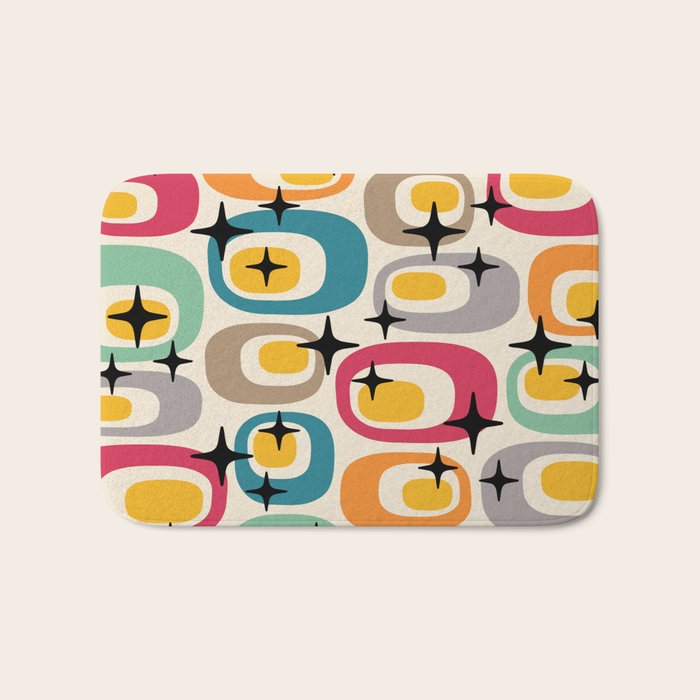 Retro Mid Century Modern Atomic Pattern 533 Googie Bath Mat Gallery Image 1