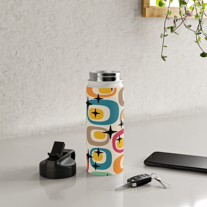 Retro Mid Century Modern Atomic Pattern 533 Googie Water Bottle Gallery Image 4