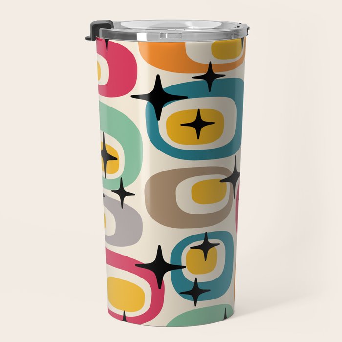 Retro Mid Century Modern Atomic Pattern 533 Googie Travel Mug Gallery Image 3