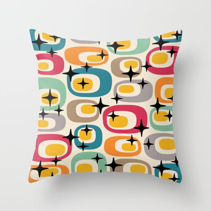 Retro Mid Century Modern Atomic Pattern 533 Googie Throw Pillow Gallery Image 6