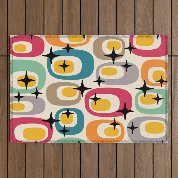 Retro Mid Century Modern Atomic Pattern 533 Googie Outdoor Rug Gallery Image 1
