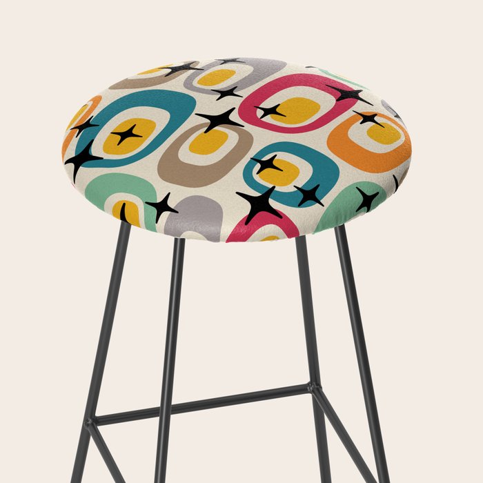 Retro Mid Century Modern Atomic Pattern 533 Googie Stool Gallery Image 2