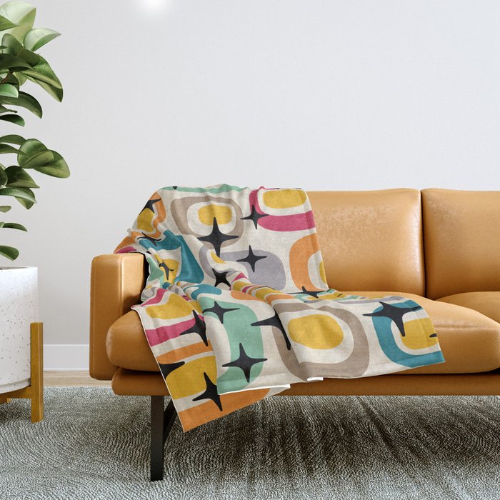 Retro Mid Century Modern Atomic Pattern 533 Googie Throw Blanket Gallery Image 1