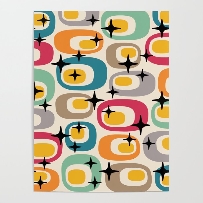 Retro Mid Century Modern Atomic Pattern 533 Googie Poster Gallery Image 4