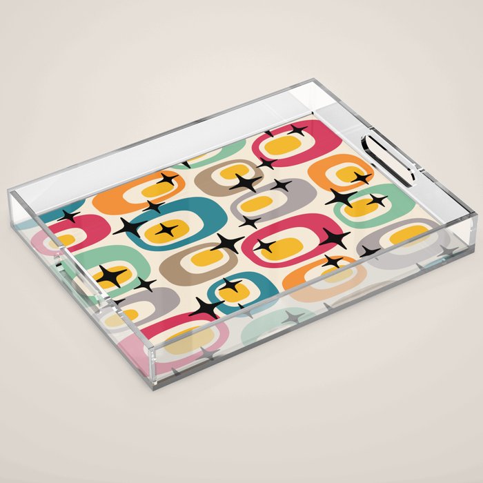 Retro Mid Century Modern Atomic Pattern 533 Googie Acrylic Tray Gallery Image 1