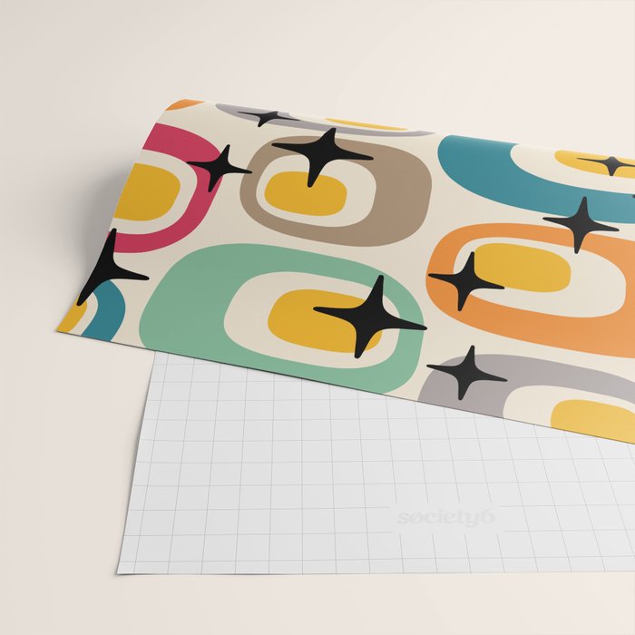 Retro Mid Century Modern Atomic Pattern 533 Googie Wrapping Paper Gallery Image 2