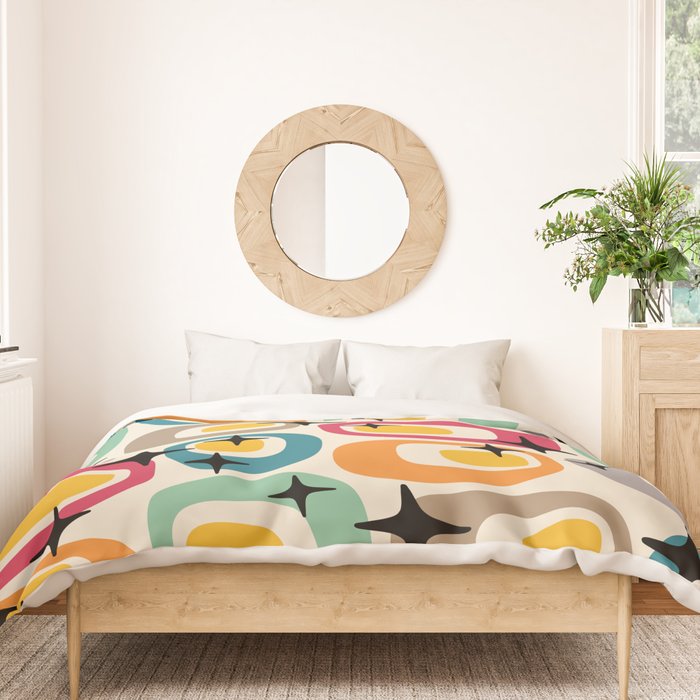 Retro Mid Century Modern Atomic Pattern 533 Googie Duvet Cover Gallery Image 3