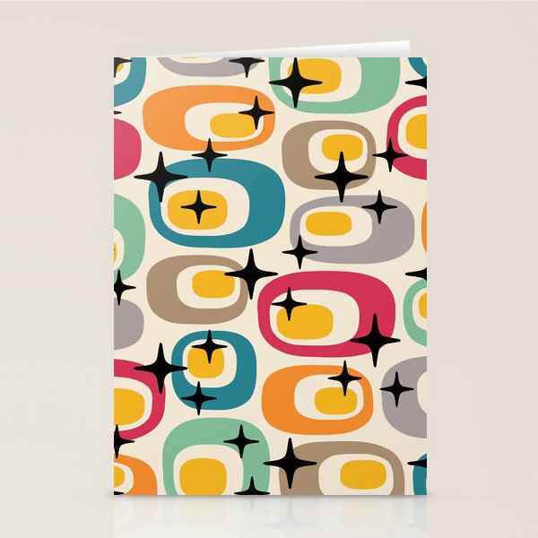 Retro Mid Century Modern Atomic Pattern 533 Googie Stationery Card Gallery Image 1