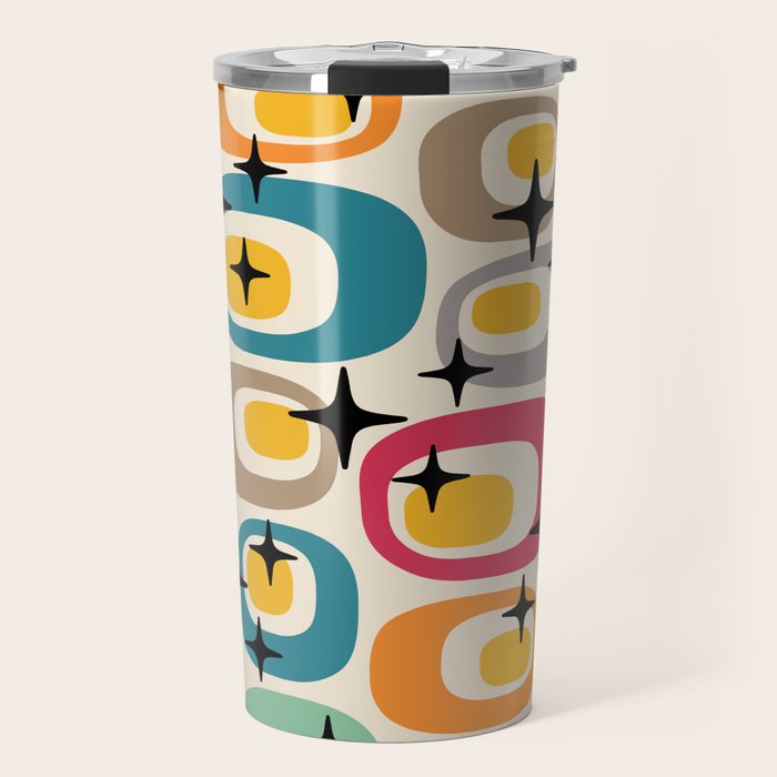 Retro Mid Century Modern Atomic Pattern 533 Googie Travel Mug Gallery Image 1