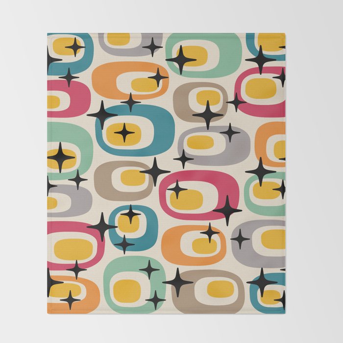 Retro Mid Century Modern Atomic Pattern 533 Googie Throw Blanket Gallery Image 2