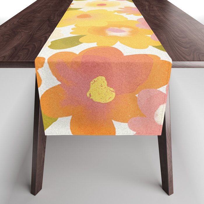 Yellow Garden Floral Pattern Table Runner Gallery Image 1