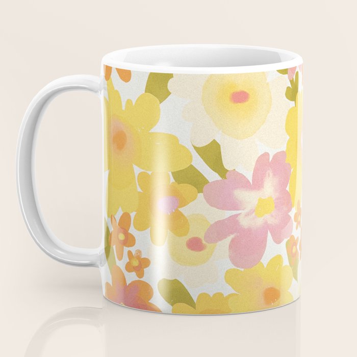 Yellow Garden Floral Pattern Coffee Mug Gallery Image 3