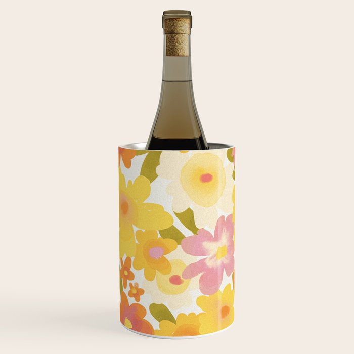Yellow Garden Floral Pattern Wine Chiller Gallery Image 2