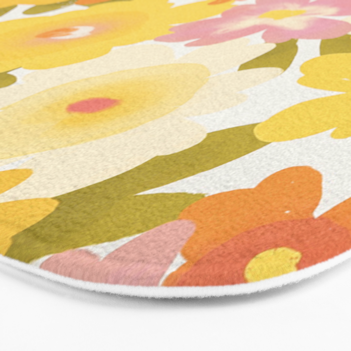Yellow Garden Floral Pattern Bath Mat Gallery Image 3