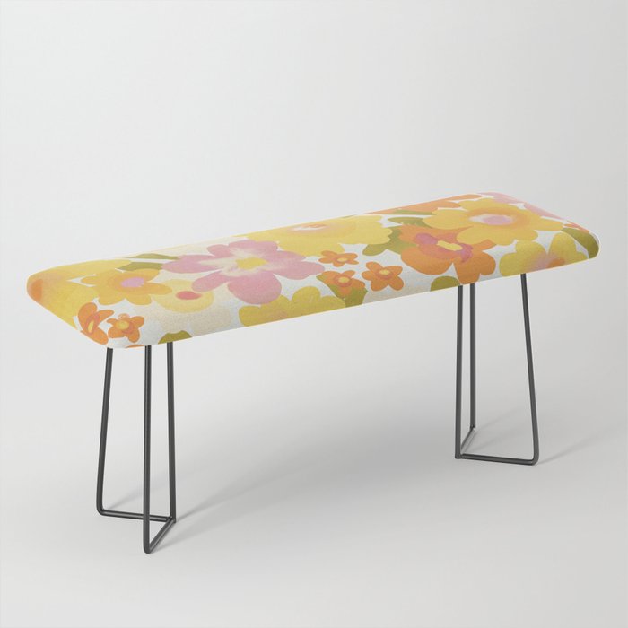 Yellow Garden Floral Pattern Bench Gallery Image 1