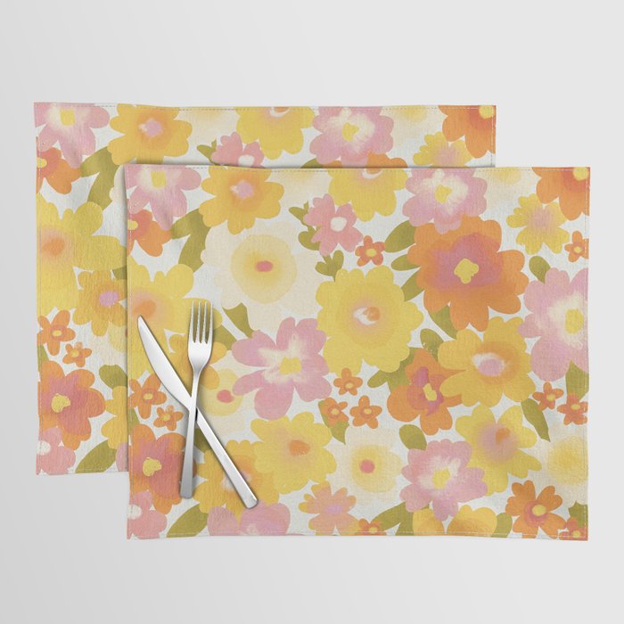 Yellow Garden Floral Pattern Placemat Gallery Image 1