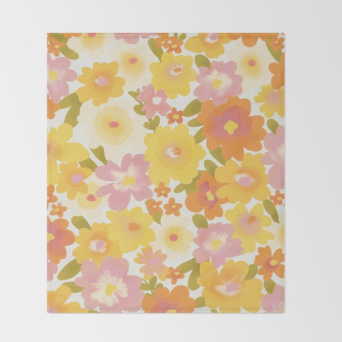 Yellow Garden Floral Pattern Throw Blanket Gallery Image 2