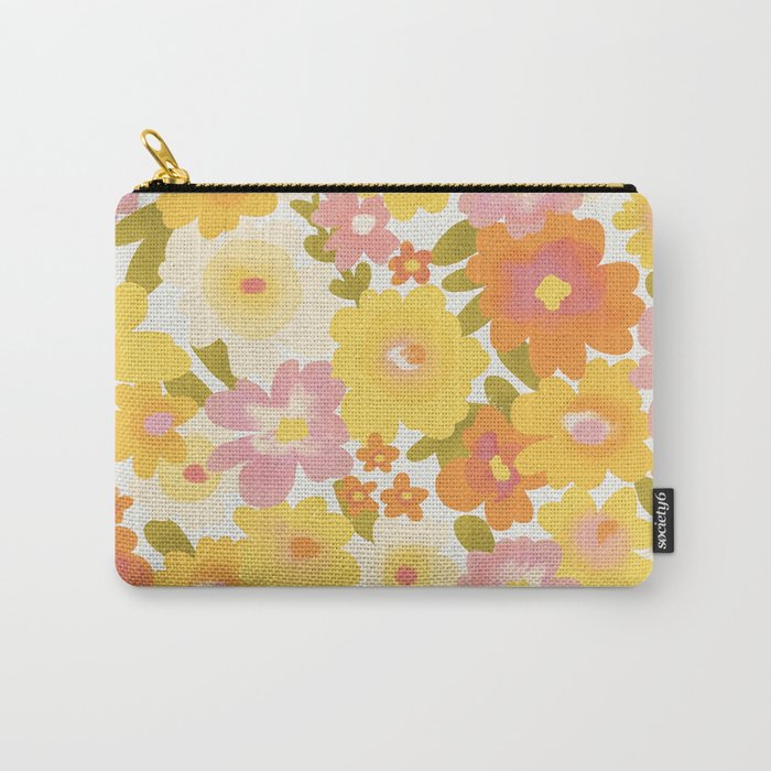 Yellow Garden Floral Pattern Carry All Pouch Gallery Image 1