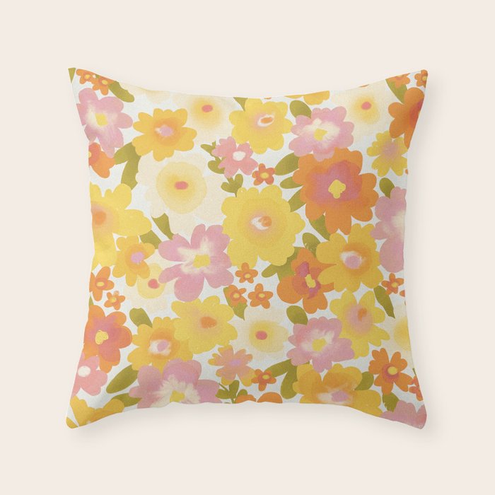 Yellow Garden Floral Pattern Throw Pillow Gallery Image 6