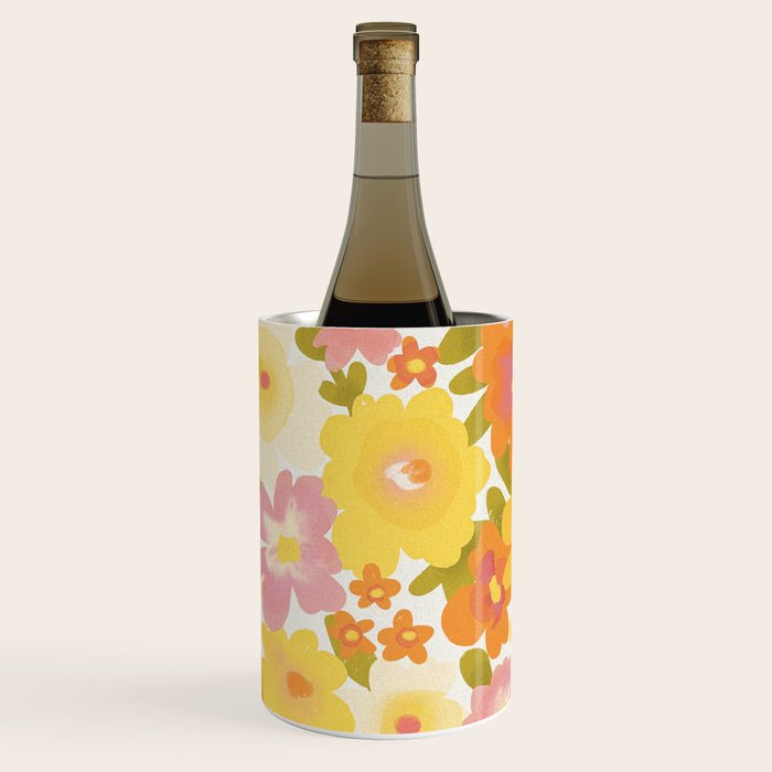 Yellow Garden Floral Pattern Wine Chiller Gallery Image 1